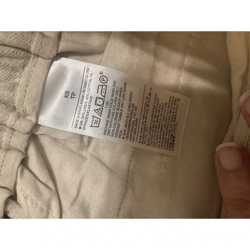Banana Republic Linen‎ Blend Wide Leg Cropped Pants Flax Beige Size XS 25 Inseam